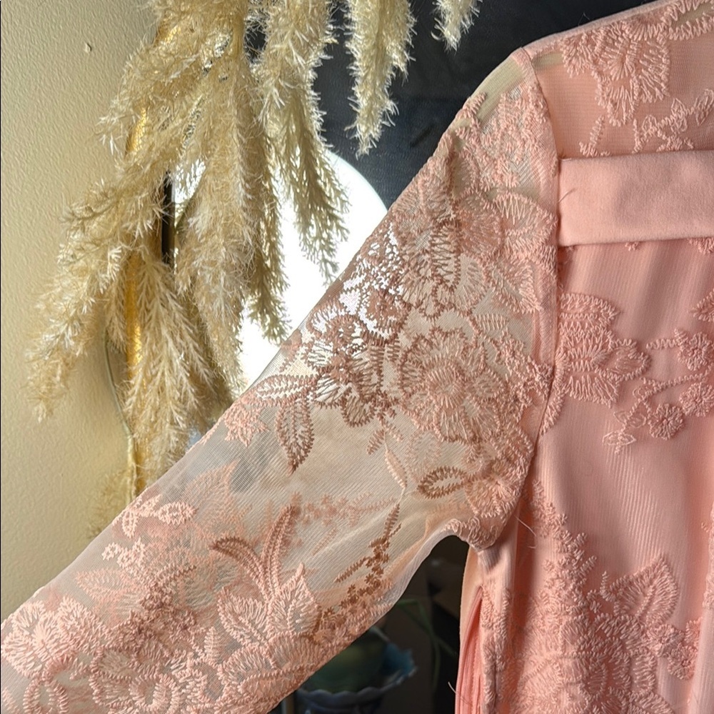 Vintage (Inspired) Pink Lace Maxi Dress - Picture 3 of 10